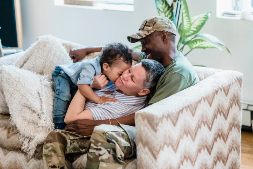 A family sharing an affectionate moment together at home
